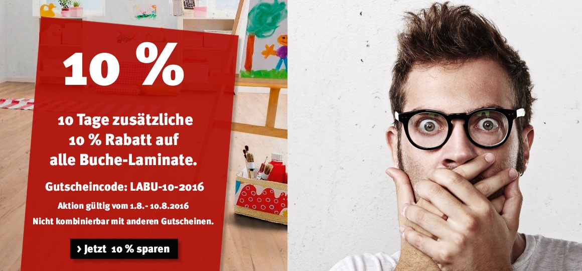 10% Zusatz-Rabatt auf alle Buche-Laminate