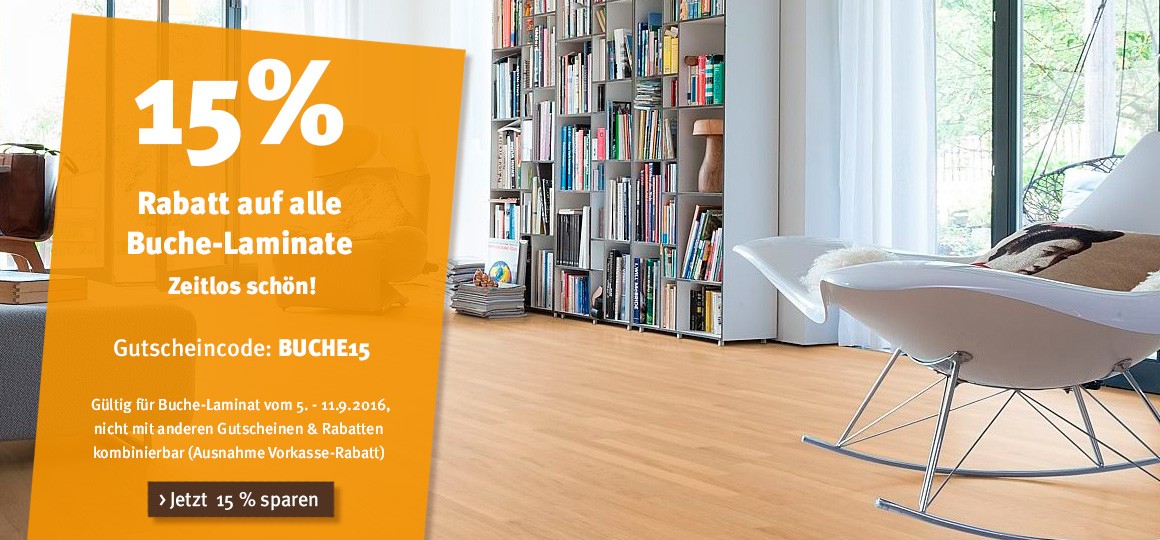 Buche Laminat mit 15% Rabatt - September-Aktion
