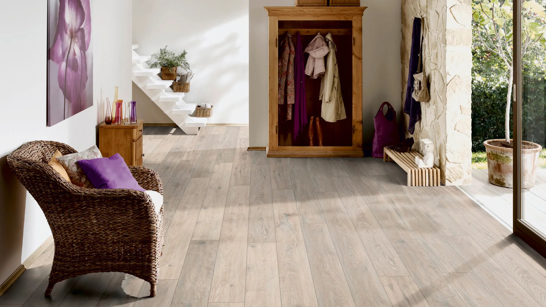 TER HÜRNE Laminat Eiche mondgrau Landhausdiele lang 4-seitige V-Fuge H01 | Grand Line-4012853095054