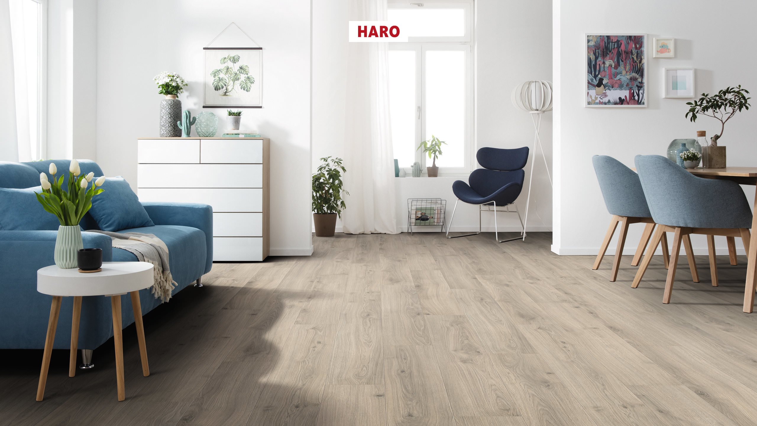 HARO Laminat Eiche Emilia samtgrau authentic soft Landhausdiele 4V | Tritty 100 | 2. Wahl | 15,5 m²-4018427448059
